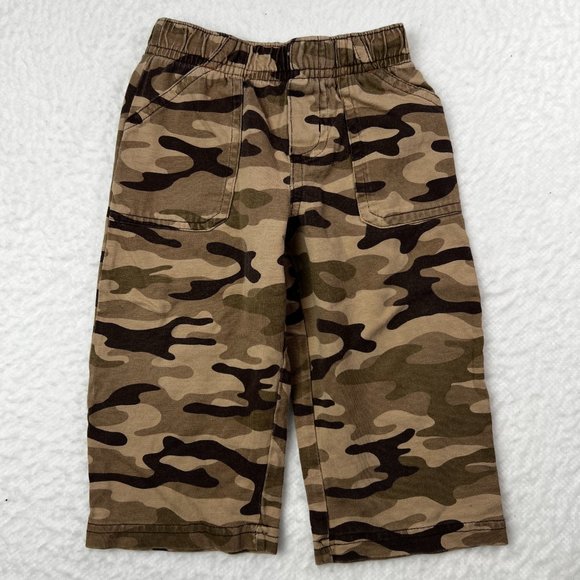 Carter's Baby Camo Pants Sz18M Brown Tan Front Pockets Elastic Waist - Picture 1 of 4